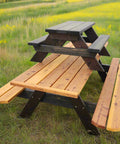 Small Handmade Cedar Picnic Table on top of a Large Handmade Cedar Picnic Table