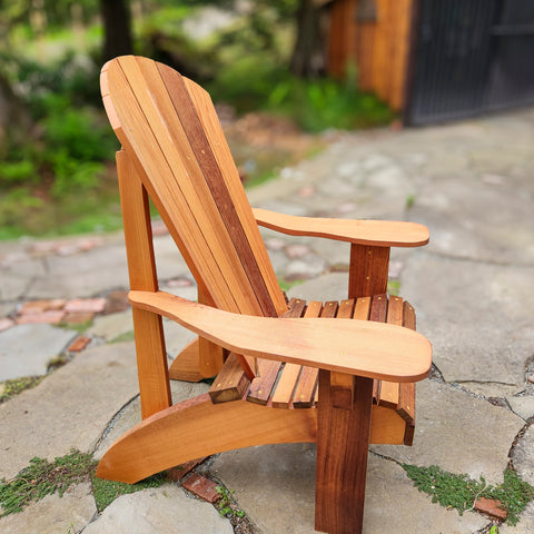 Handcrafted Cedar Upright Adirondack Chair from Side View