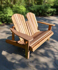 Handcrafted Adirondack Loveseat in Sunshine from Side View