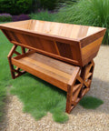 Handmade Cedar Wagon Wheel Planter from Side View