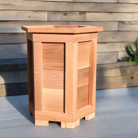 Side View of Hexagon Handmade Cedar Planter