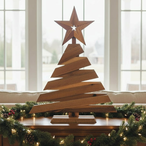 39 inch tall and 38 inches wide wooden Christmas tree