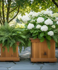 two stacked wooden planter boxes