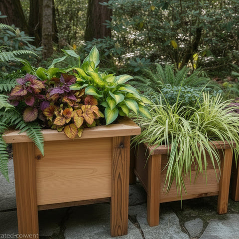 four wood planters