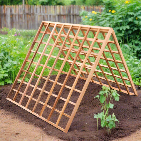 Handmade Cedar Garden Lattice Squares in Garden Bed