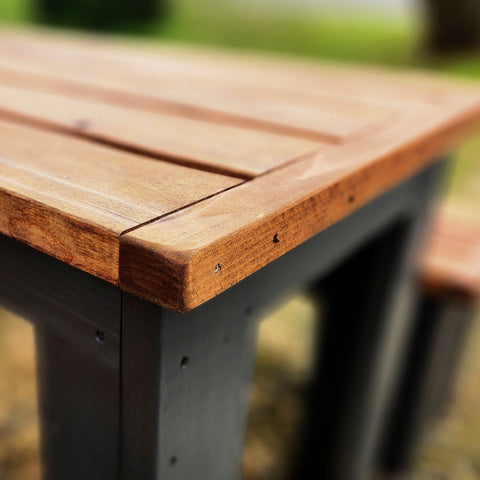 Handcrafted Redwood Cedar Farmhouse Dining Table Closeup