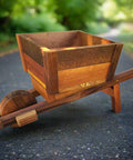 Minature Cedar Wheelbarrow Planter from Side View