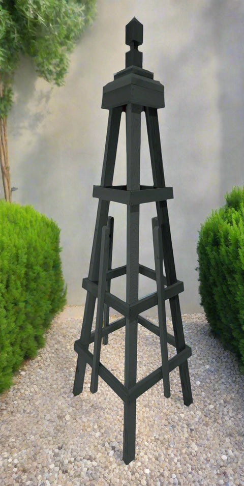 Gray Handmade Cedar Obelisk for Garden