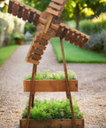 Handcrafted Cedar Windmill Planter From Front View