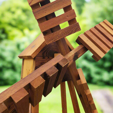 Closeup of Handcrafted Cedar Windmill