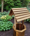 Miniature Handmade Cedar Wishing Well from Side Angle